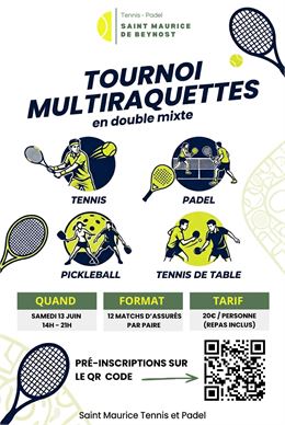 Tournoi multi-raquettes en double mixte - Saint Maurice Tennis et Padel