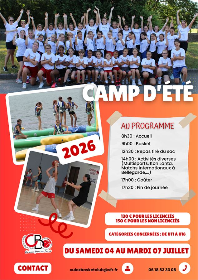 Camp d'été de basket pour les U11 à U18_Culoz-Béon - Culoz Basket Club