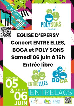 Eglise d'Epersy : Concert gratuit des chœurs de femmes ENTRE ELLES, d'hommes BOGA, et mixte LES POLY
