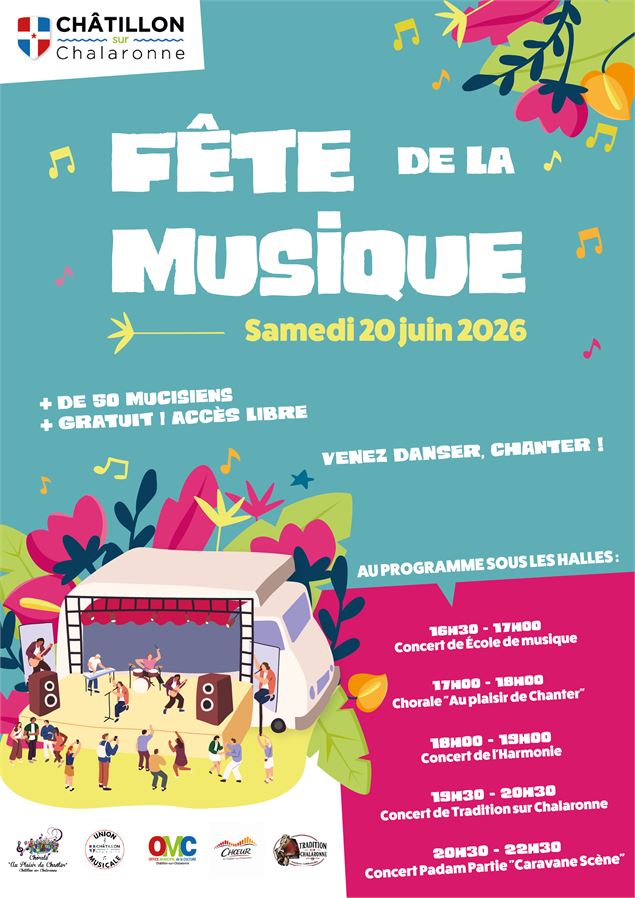 L'affiche détaille le programme de la fête de la musique - @pôle culturel - service communication Ch