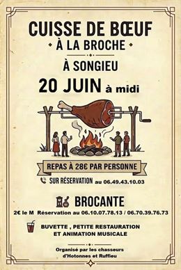 Vide grenier et cuisse de boeuf à la broche à Songieu_Haut Valromey - Société de chasse d'Hotonnes e