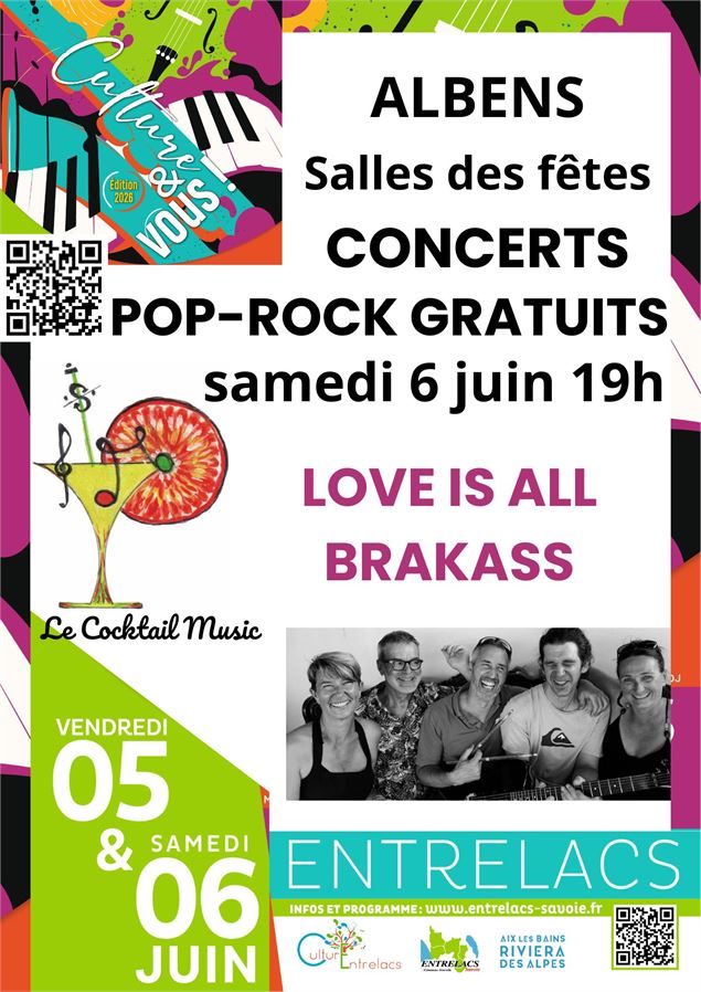 Concerts pop-rock gratuits LOVE IS ALL / BRAKASS - Commune d'Entrelacs / Love is all