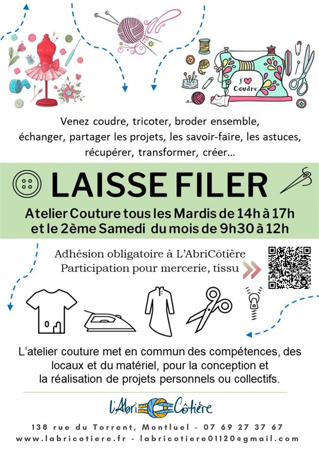 Atelier Couture « Laisse Filer » à l’AbriCôtière_Montluel - L'AbriCôtière