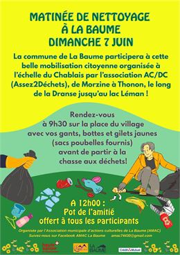 Venez nombreux à la matinée nettoyage à La Baume dimanche 7 juin à partir de 9h30. - AMAC