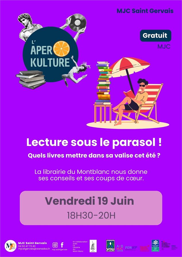 MJC - L'Apéro Kulture - Lecture sous le parasol : quels livres mettre dans sa valise cet été ?_Saint