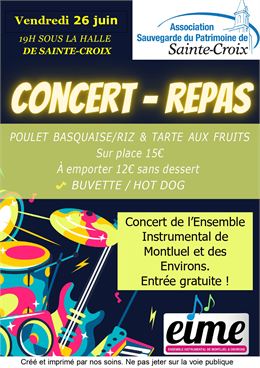 Concert de l'EIME et repas_Sainte-Croix - Association Sauvegarde du Patrimoine de Sainte-Croix