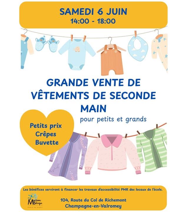 Vente de vêtements de seconde main_Champagne-en-Valromey - Ecole Bilingue Montessori