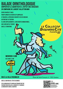 Balade ornithologique  
ARPENTER LE QUARTIER À L'AFFÛT DES OISEAUX - RAFRAF