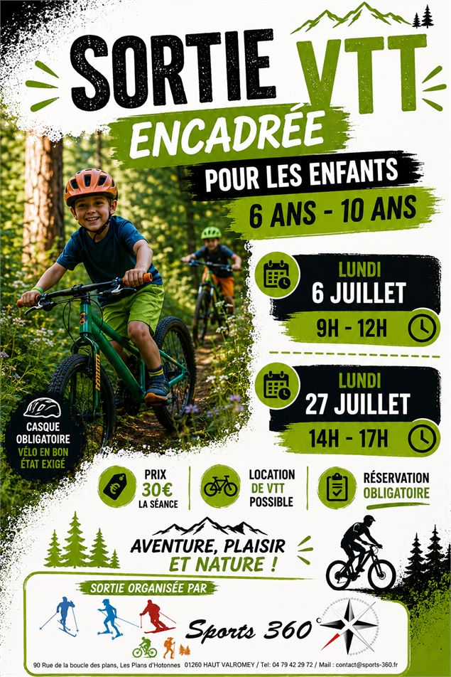 Sortie VTT encadrée été 2026 aux Plans d'Hotonnes - sports360