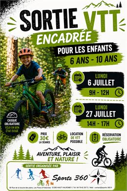 Sortie VTT encadrée été 2026 aux Plans d'Hotonnes - sports360
