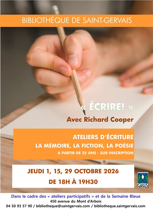 Atelier d'écriture - avec Richard Cooper_Saint-Gervais-les-Bains - Mairie Saint Gervais