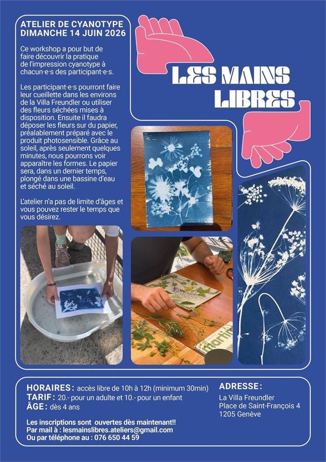 Atelier d’impression de végétaux avec la technique du Cyanotype. Dimanche 14.06 de 10h à 12h. Villa 