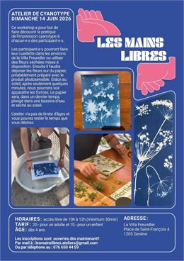 Atelier d’impression de végétaux avec la technique du Cyanotype. Dimanche 14.06 de 10h à 12h. Villa 