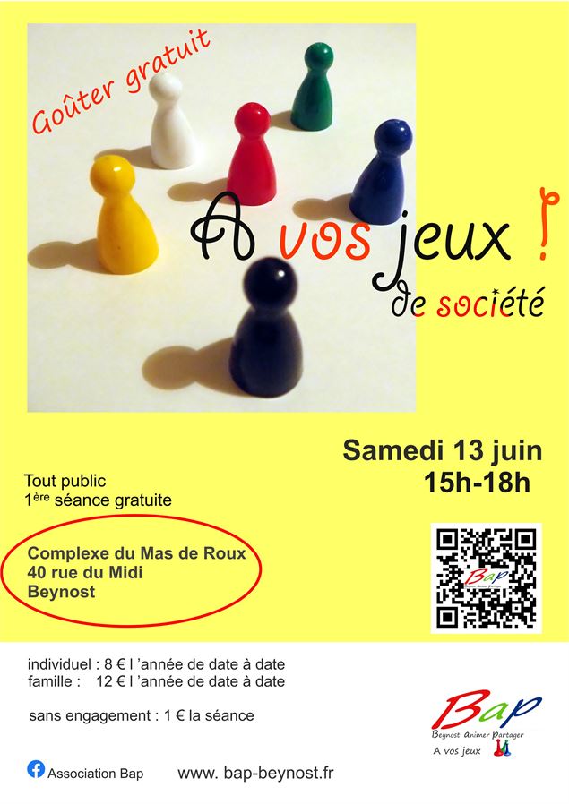 A Vos Jeux le samedi 13 juin - association Bap