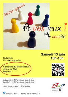 A Vos Jeux le samedi 13 juin - association Bap