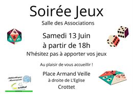 Affiche soirée jeux - Bibliothèque de Crottet