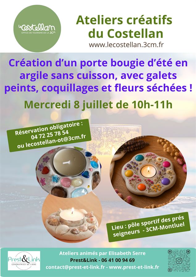Les bricolages artistiques du Costellan : Création d’un porte bougie d’été_Montluel - Prest & Link
