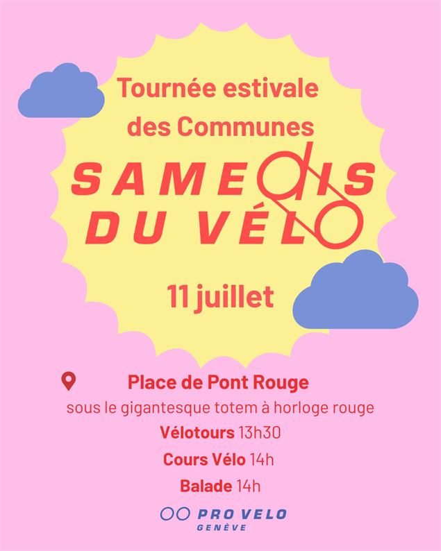 Tournée estivale des Communes - Samedis du Vélo 11 juillet - PRO VELO Genève