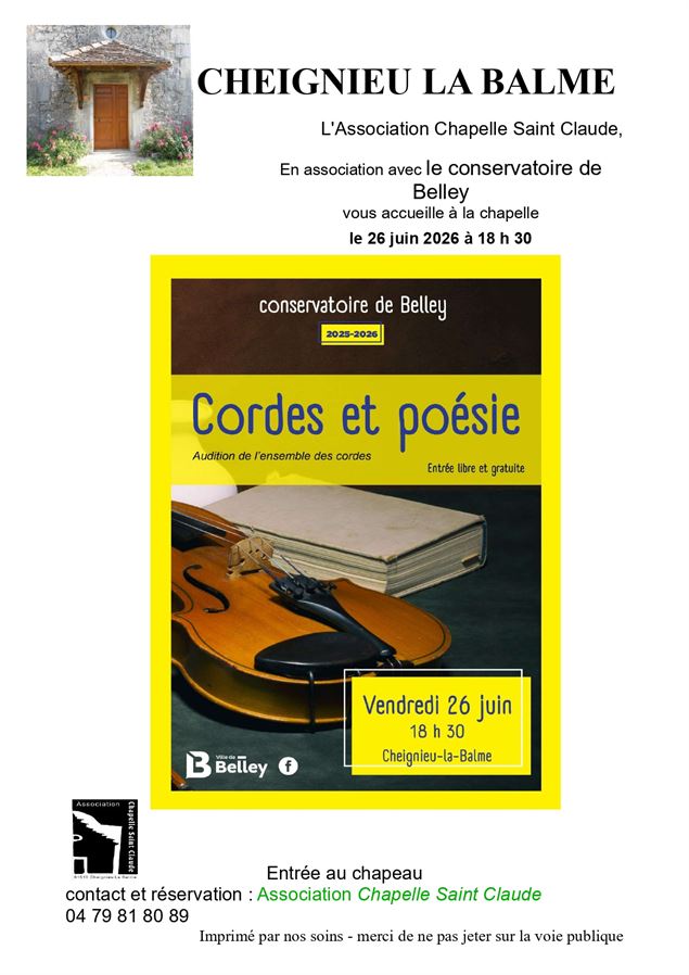 Concert : Cordes et poésie_Cheignieu-la-Balme - Association chapelle saint claude