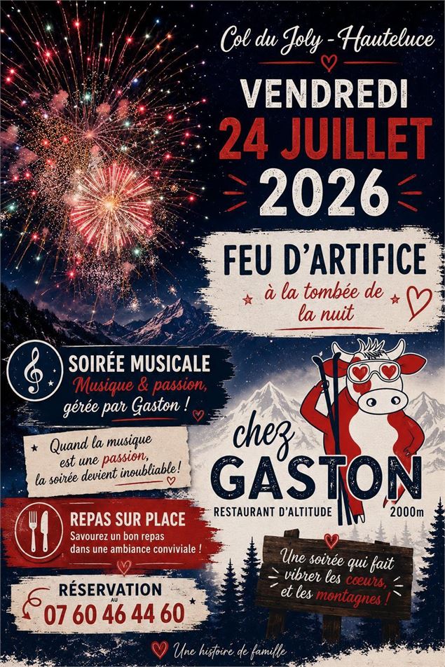 Vendredi 24 juillet - feu d'artifice - soirée musicale - dîner sur réservation