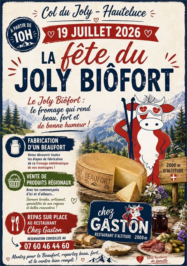 19 juillet 2026 fête du Joly Biôfort - repas - stand - fabrication Beaufort - Chez Gaston