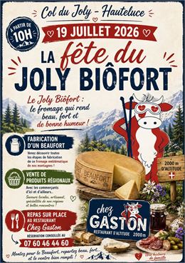 19 juillet 2026 fête du Joly Biôfort - repas - stand - fabrication Beaufort - Chez Gaston