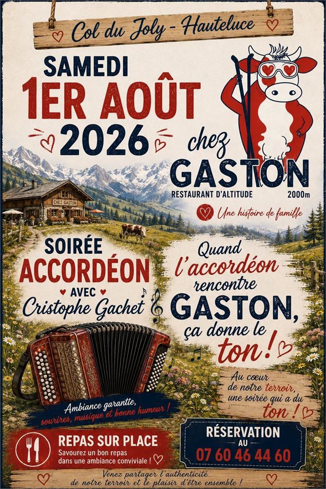 Soirée accordéon, musique et chants, dîner sur place sur réservation