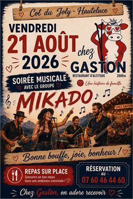 Soirée musicale - Groupe Mikado - rock - repas sur place sur réservation