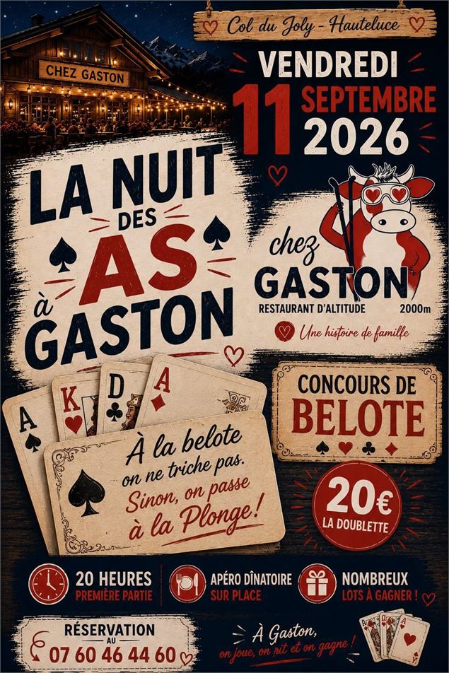 La nuit des As chez Gaston - concours de belote le vendredi 11 septembre