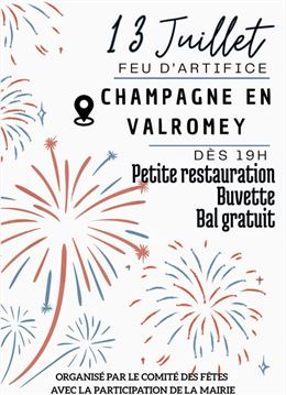Fête du 13 juillet et feu d'artifice à Champagne_Champagne-en-Valromey - Comité des Fêtes de Champag