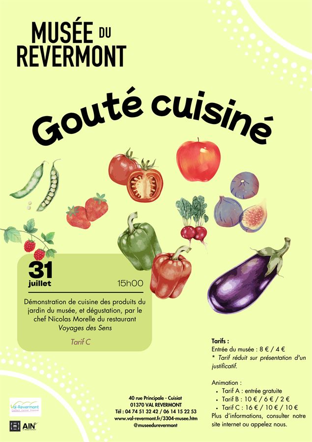 Goûter cuisiné - Voyage des Sens - 31/07/2026 - DR Musée du Revermont