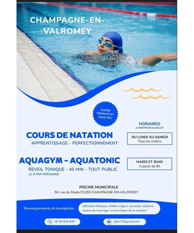 Cours de natation à Champagne en Valromey - Mairie de Champagne en Valromey