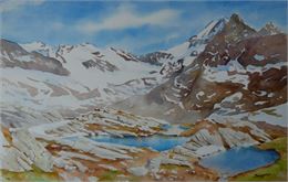 Aquarelle d'un paysage de montagne - J.Daugeron