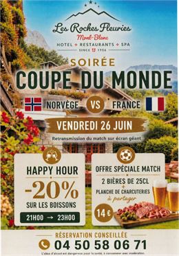 Affiche soirée coupe du monde - © Hotel les Roches Fleuries