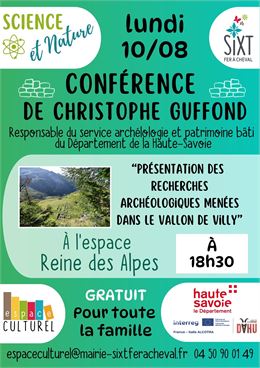 Cycle science et nature, “Présentation des recherches archéologiques menées dans le vallon de Villy”