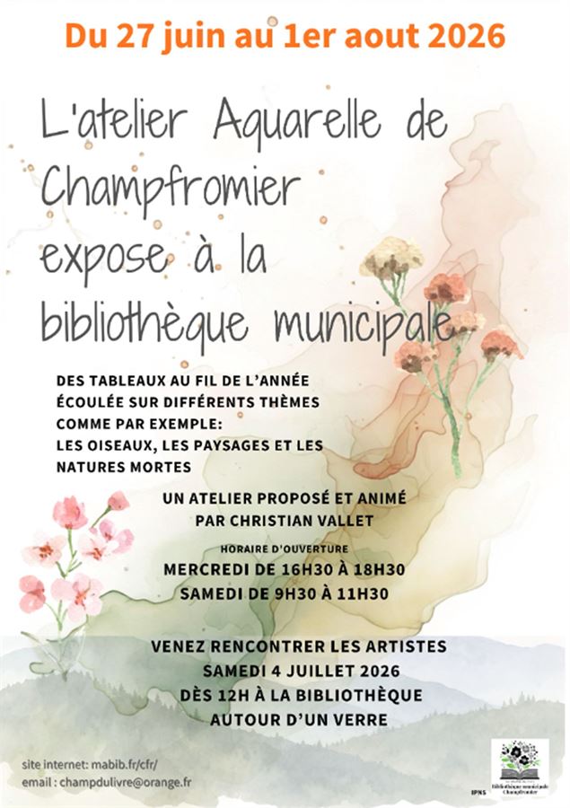 L'atelier aquarelle de Champfromier expose à la bibliothèque municipale_Champfromier - Bibliothèque 