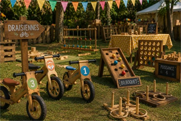 Combo gagnant : draisiennes et jeux en bois_Peisey-Vallandry