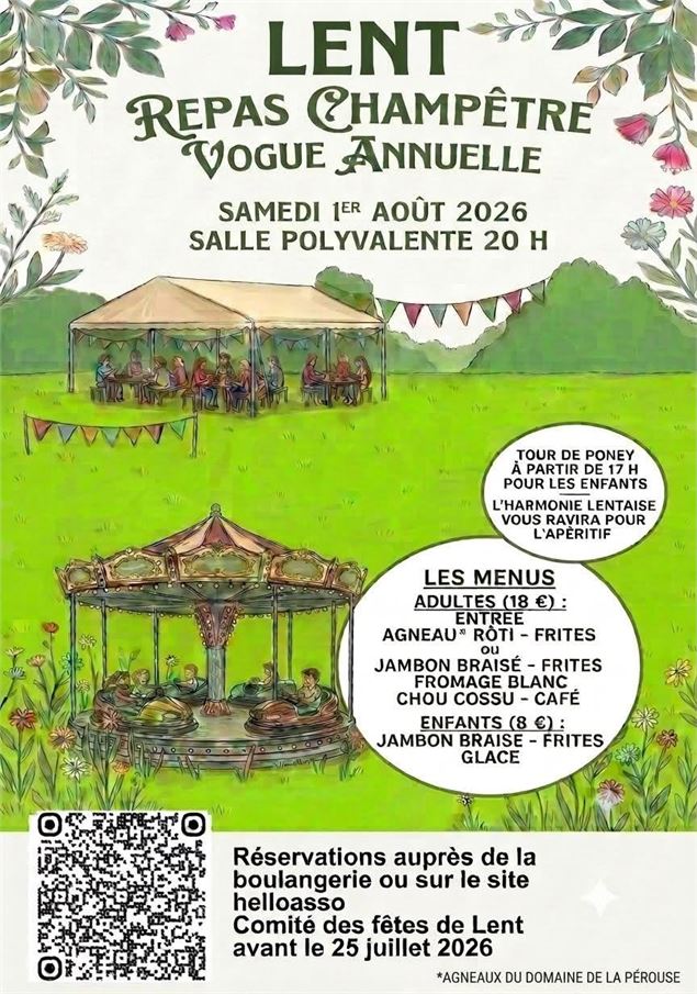 Affiche_Repas champêtre et vogue annuelle_Lent - ©Comité des fêtes de Lent