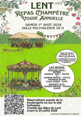 Affiche_Repas champêtre et vogue annuelle_Lent - ©Comité des fêtes de Lent