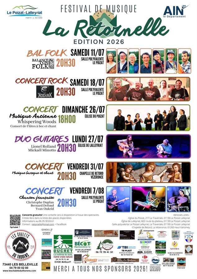Affiche Festival de musique de la Retornelle 2026 - La Retornelle