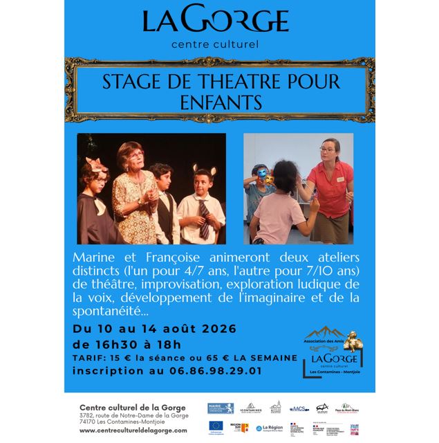 Stage de théâtre pour enfants (4-10 ans) au Centre Culturel de la Gorge_Les Contamines-Montjoie
