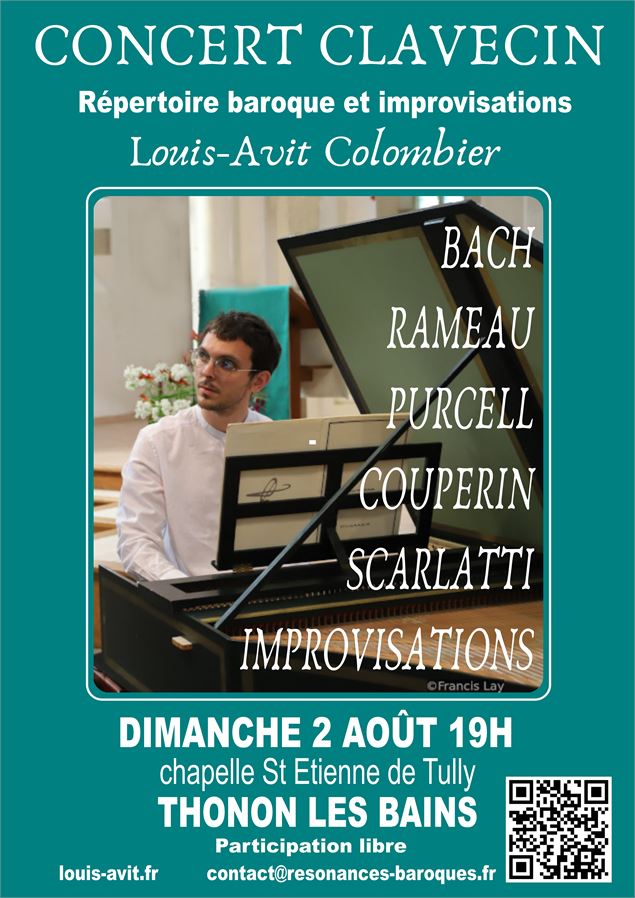 Louis-Avit Colombier assis à son clavecin - F. Lay