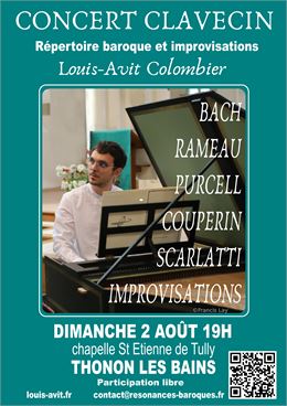 Louis-Avit Colombier assis à son clavecin - F. Lay