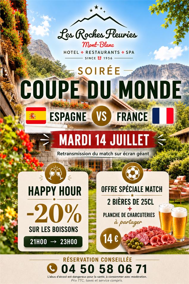 Affiche soirée coupe du monde - © Hotel les Roches Fleuries