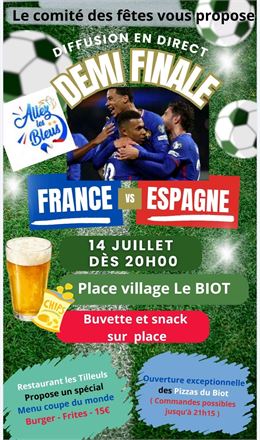 Diffusion en direct demi-finale football - Comité des fêtes Le Biot