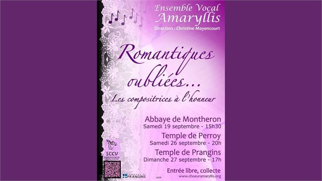 Romantiques oubliées - Concert au Temple de Perroy - Flyer.Amaryllis