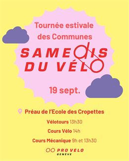 Tournée estivale des Communes 19 septembre - Samedis du Vélo - PRO VELO Genève
