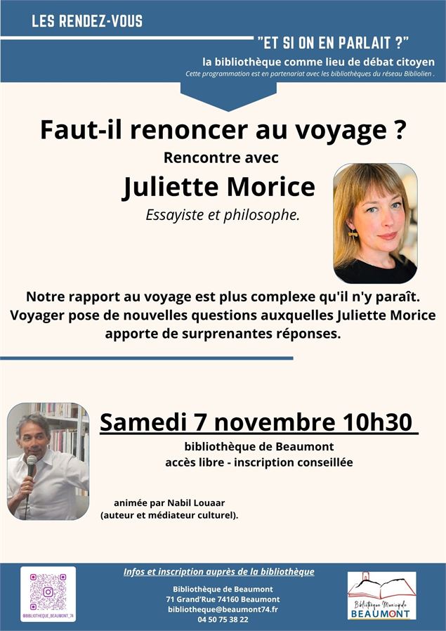 Affiche conférence - Bibliothèque de Beaumont