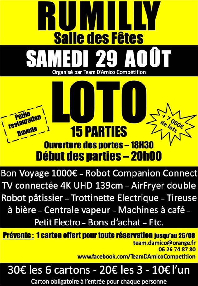 Loto Samedi 29 Août 2026 à Rumilly (74)