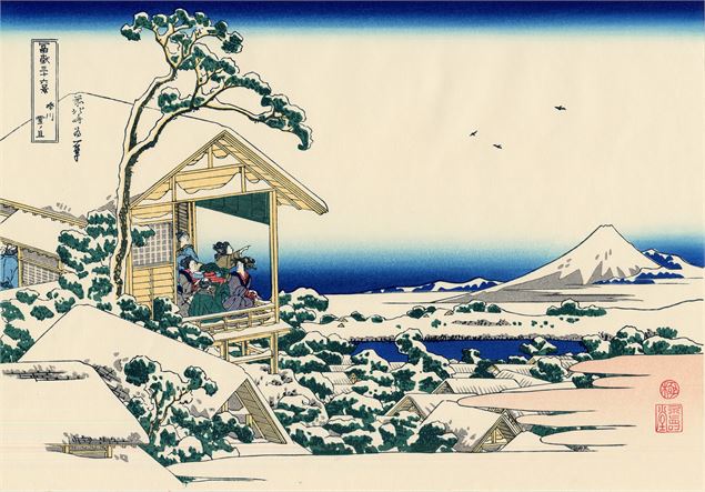 Tea_house_at_Koishikawa._The_morning_after_a_snowfall - Katsushika Hokusai